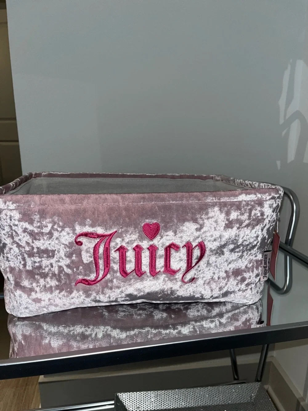 Juicy Couture Pink Crushed Velvet Cosmetic Pouch